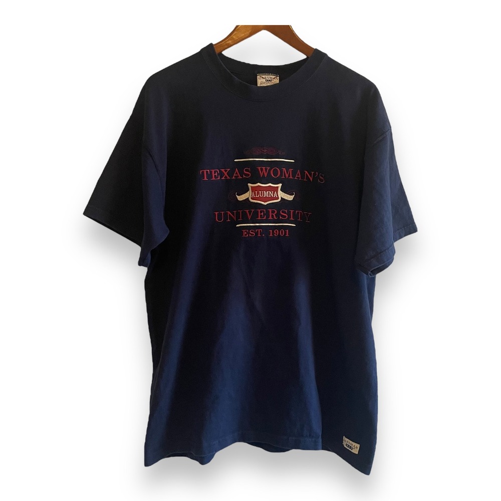 Oarsman 913 Texas Woman's University TWU Alumna T-Shirt Navy Blue Large USA Made